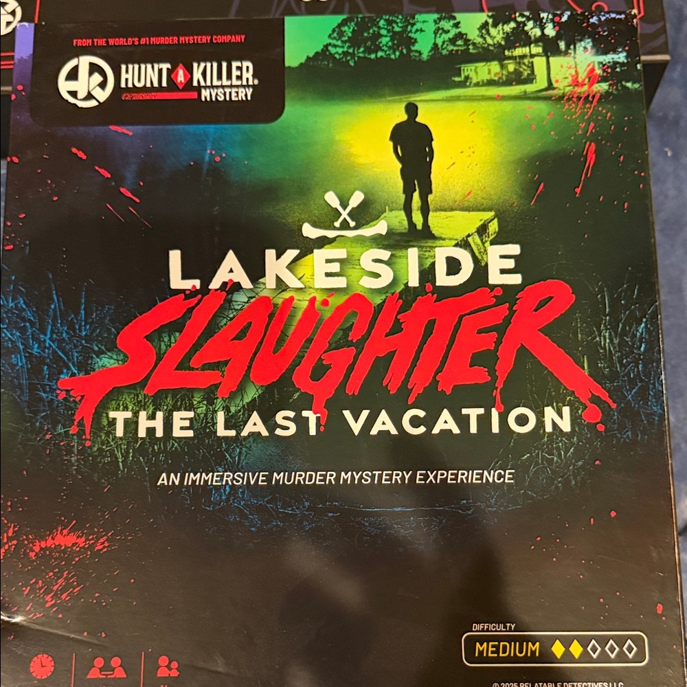 Hunt A Killer Lakeside Slaughter Board Game - Red, Green, Black